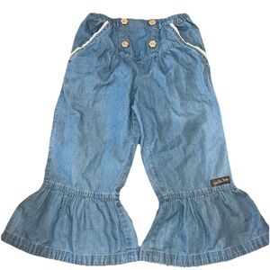 Matilda Jane Size 6 Blue With Button Details Big Ruffle Pants Elastic Waist